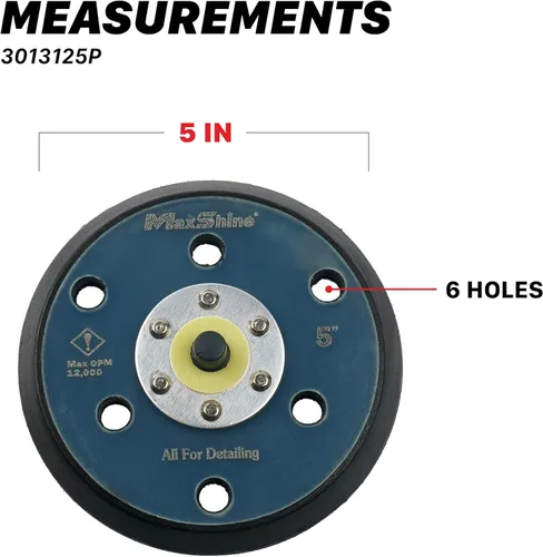 Miniatura 2 de Maxshine Placa de respaldo universal de doble acción de gancho y bucle de 5 pulgadas - Se adapta a pulidores DA con rosca de 5/16 pulgadas - Soporta
