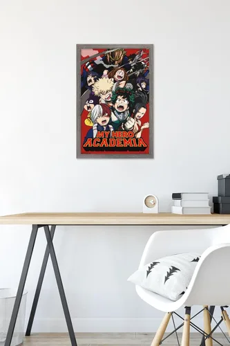 Miniatura 6 de My Hero Academia - Póster de pared Key Art 2, 22.4 pulgadas de largo x 14.7 pulgadas, versión enmarcada en madera de granero