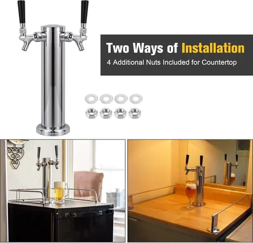 Miniatura 4 de Dispensador de torre de cerveza doble – Torre Kegerator de doble toque, dispensador de torre de cerveza de barril preinstalado, línea de cerveza