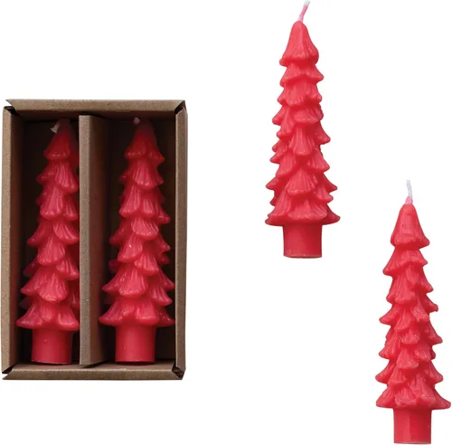 Miniatura 21 de Creative Co-Op Velas cónicas en forma de árbol sin perfume, color beige ponche de huevo, juego de 2 en caja Ponche de huevo beige