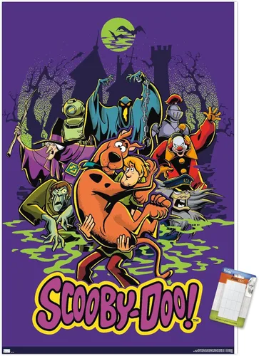 Miniatura 15 de Scooby-Doo - Póster de pared del grupo de villanos, 22.4 pulgadas de largo x 14.7 pulgadas de ancho, versión enmarcada de madera de granero