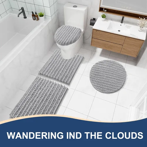 Miniatura 9 de Arotive Tapetes de baño de felpilla y tapetes para inodoro en forma de U, tamaño de alfombra de baño 30 x 20 pulgadas y alfombras de inodoro de 24 x