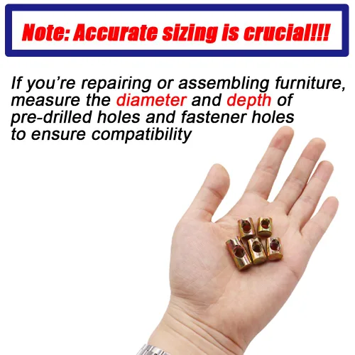 Miniatura 3 de Kit de 72 tuercas métricas M6 de barril con orificio cruzado, para muebles, camas, cunas y sillas (M6 x 11mm/12mm/13mm/15mm/20mm)