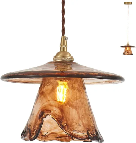 Miniatura 15 de YLONG-ZS Lámpara colgante de cristal vintage enchufable, moderna polea de latón dorado, luces colgantes de techo para isla de cocina, comedor, sala