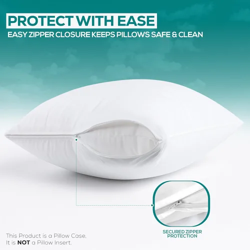 Miniatura 4 de Utopia Bedding - Fundas impermeables para almohadas (sin insertos de almohada) con cremallera europea (paquete de 2, blanco), fundas de almohada