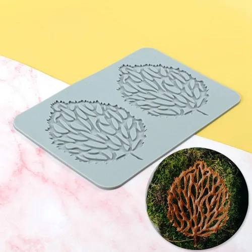 Miniatura 2 de TUKE Moldes de encaje para decoración de pasteles, moldes de silicona de hojas 3D para hornear moldes de gomitas, moldes de fondant de arcilla
