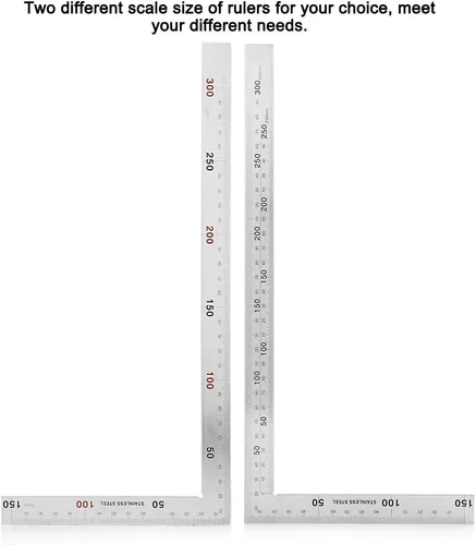 Miniatura 2 de Cuadrado de carpintero, regla cuadrada en forma de L, herramienta de medición de madera para ingenieros, carpintería, regla de ángulo recto de 90