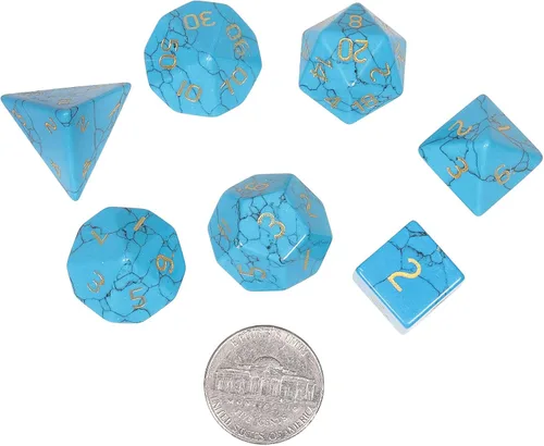 Miniatura 2 de rockcloud Juego de 7 dados poliédricos DND de howlita azul turquesa, dados hechos a mano con piedra de cristal curativo con caja de dados