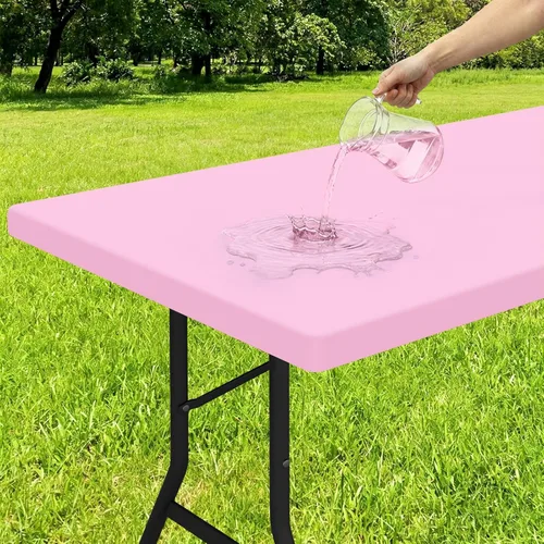 Miniatura 22 de Smiry - Mantel rectangular de vinilo con respaldo de franela elástica ajustada para mesas plegables de 2 pies, manteles impermeables y lavables