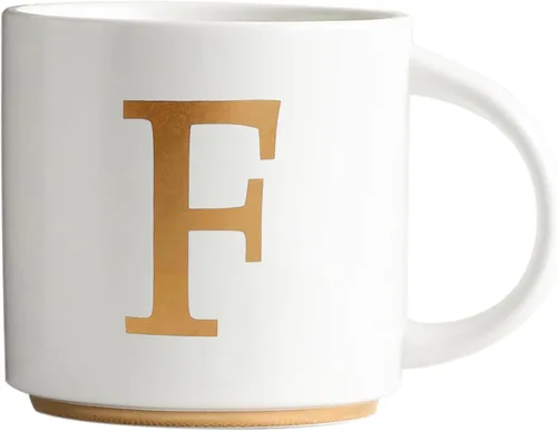 Miniatura 30 de COLLECTIVE HOME - Tazas de cerámica con monograma, tazas de café con inicial dorada de 15 onzas, elegantes tazas de té del alfabeto, elegante taza p