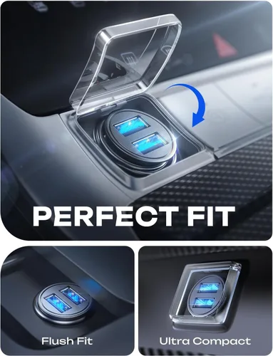 Miniatura 3 de AINOPE Adaptador de Cargador de Coche【Metal Más Pequeño】 4.8A Adaptador de Cargador de Coche Mechero USB de Doble Puerto 12V USB Enchufe Montado