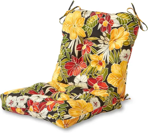 Miniatura 55 de Cojines para silla de exterior con bisagras, diseño de una sola pieza, cojín reversible para asiento y respaldo de patio con lazos, tela