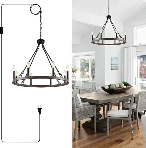 Miniatura 7 de ETONIMERR Lámpara de araña pequeña de cristal con enchufe Iluminación 4 luces Lámpara de araña moderna de cristal con cable de enchufe de 5.2 metros