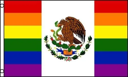 Se pueden utilizar en interiores o exteriores. Bandera de orgullo gay de arco iris de México, 3 x 5 pies, cartel LGBT Festival Mexicano. El diseño