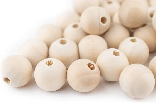 Miniatura 3 de TheBeadChest - Cuentas de madera natural sin terminar (0.394 in, juego de 60)