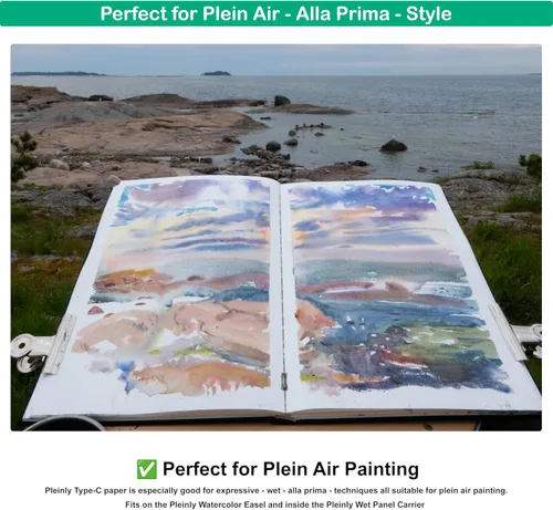 Miniatura 4 de Pleinly Cuaderno de bocetos de acuarela 100% algodón, 8 x 12 pulgadas, prensado en caliente, 300 GSM, 52 páginas, se abre completamente plano, papel