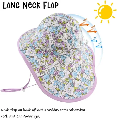 Miniatura 19 de Sombrero de verano para niños pequeños con solapa para el cuello, impermeable, sombrero de natación para niños, protección UV, sombrero de playa