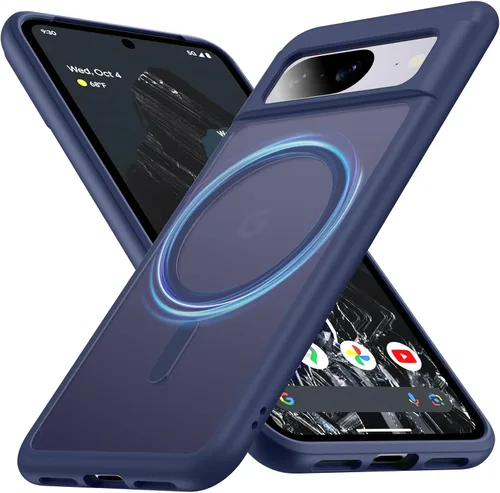Miniatura 9 de Funda para Google Pixel 8 Pro con MagSafe [Soporte Ajustable][Carga Mientras Está de Pie][Militar a Prueba de Golpes] Parachoques de Silicona Suave