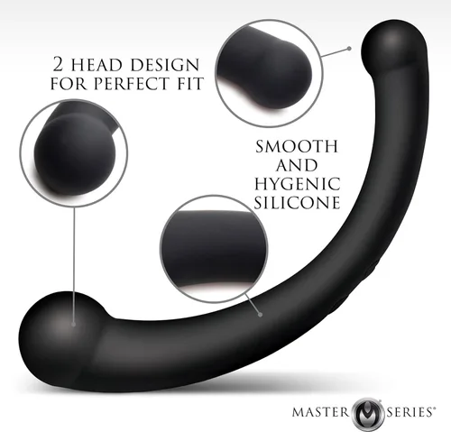 Miniatura 3 de MASTER SERIES Consolador de doble extremo 10X Vibra-Crescent fabricado con silicona de primera calidad para hombres, mujeres y parejas. Punto G