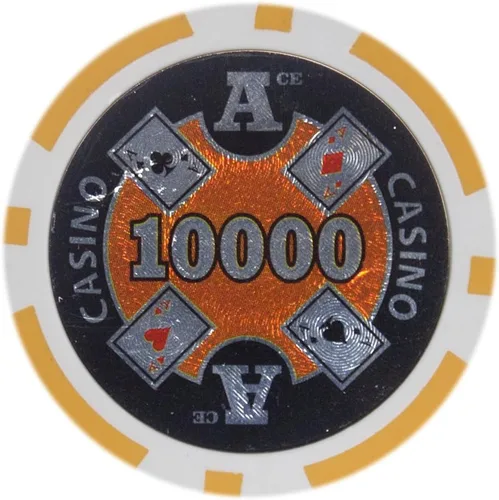 Brybelly Ace Casino Poker Chip - Compuesto de arcilla pesada de 0.49 oz, paquete de 50 $10000 naranja