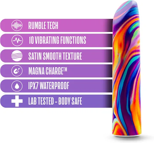 Miniatura 2 de Vibrador de arco iris Blush de 4 pulgadas de adicción limitada Psyche Power, 10 RumboTech potentes vibraciones ruborosas, sensación suave satinada