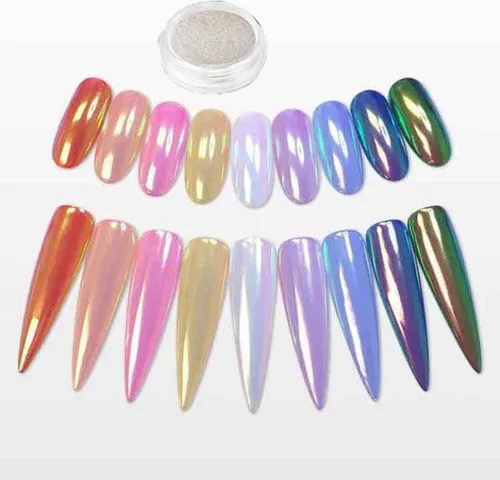 Miniatura 3 de 1 caja de uñas láser con purpurina de pavo real, polvo láser, polvo para uñas, pigmento cromado, oro rosa, plata, mezcla de uñas, lentejuelas
