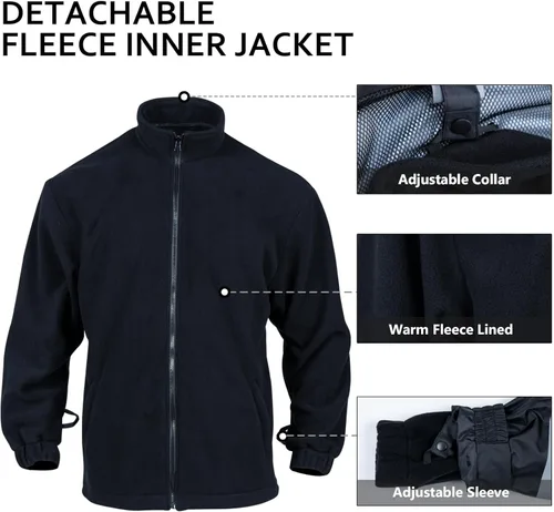 Miniatura 3 de VENDACE Chaquetas de seguridad reflectantes de alta visibilidad para hombres 3 en 1 ANSI Clase 3 Hi Vis Chaqueta de invierno impermeable