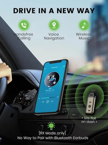Miniatura 2 de HVMLAK Air88 Bluetooth 5.4 Adaptador Aux, conector de 3.5mm giratorio 180°, para estéreo de coche y hogar, llamadas manos libres, batería de 12