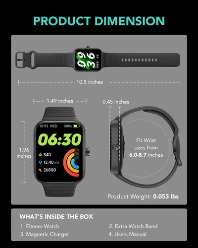 Miniatura 9 de SKG Reloj de seguimiento de actividad física de 1.8 pulgadas para hombres y mujeres con 2 bandas, reloj inteligente integrado con Alexa para Android