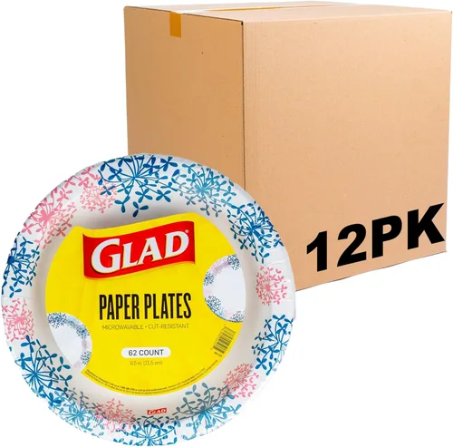 Miniatura 9 de Glad Platos desechables redondos de papel para todas las ocasiones, a prueba de remojo, a prueba de cortes, aptos para microondas, resistentes, 8.5