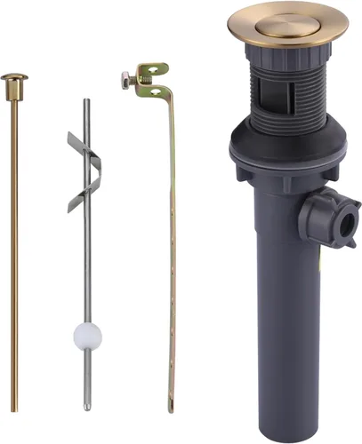 Miniatura 10 de Drenaje de fregadero de baño sin desbordamiento, tapón emergente ARCORA de oro cepillado para fregadero de recipiente con botón de clic