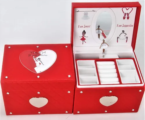 Miniatura 5 de Girly Girl Princess Ballerina - Belleza afroamericana - Caja de joyería musical rojoblanco