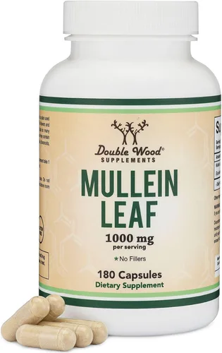 Double Wood Supplements Cápsulas de hoja de gordolobo 10,000 mg de potencia, 180 cápsulas veganas sin rellenos, apoya la salud pulmonar y