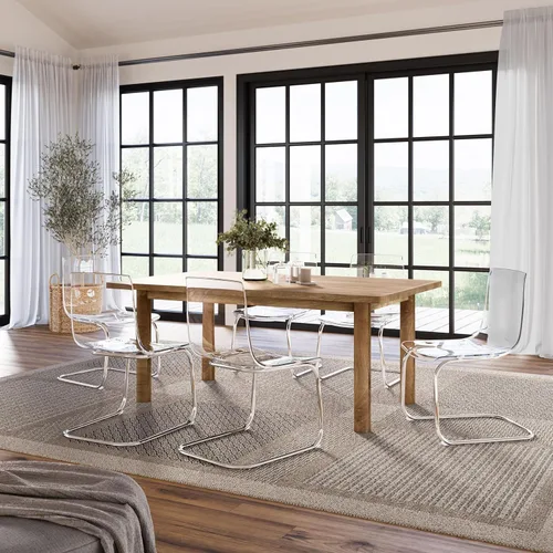 Miniatura 6 de Silla de comedor con respaldo transparente para el hogar, silla de acrílico de ocio de diseño minimalista, con respaldo de silla de acrílico
