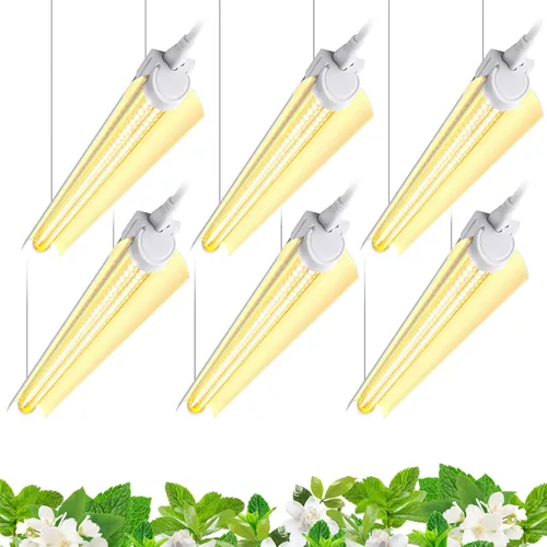 Barrina Luz para plantas T8, 144 W (6 x 24 W), equivalente a 800 W, súper brillante de 2 pies, espectro completo, luz de cultivo LED, lámpara de