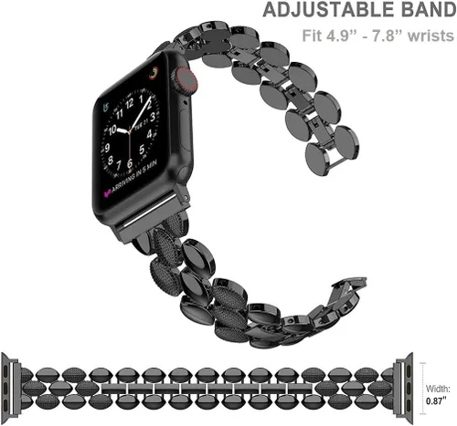 Miniatura 5 de Moolia Correa Elegante de Metal Compatible con Correa de Apple Watch de 38mm, 40mm, 41mm, 42mm, Correa de Moda para Mujer, Correa de Repuesto