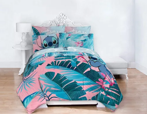 Miniatura 6 de Jay Franco Disney Lilo & Stitch Floral Fun - Juego de ropa de cama de 11 piezas, incluye juego de cama, juego de sábanas