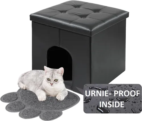 Miniatura 13 de MEEXPAWS Mueble Gabinete Oculto para Caja de Arena de Gatos, Banco de Baño para Gatos Gabinete de Almacenamiento Pequeño 19.7'' x 19.7'' x 19.7'' A