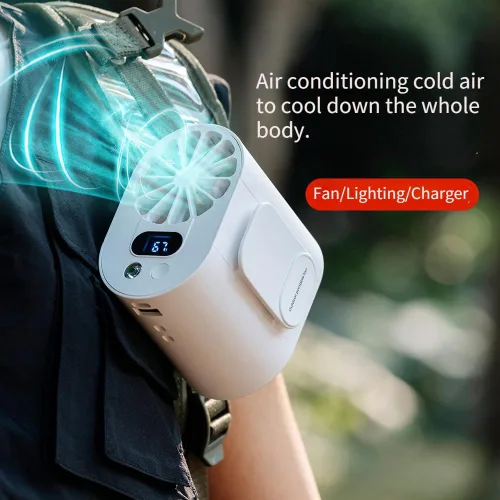 Miniatura 4 de Nuevo ventilador de cintura inalámbrico con luz LED, batería de larga duración y pantalla digital, ideal para actividades al aire libre