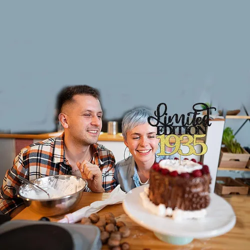 Miniatura 5 de Decoración para tartas de edición limitada de 1935, decoración de pastel de feliz cumpleaños 90, hombres y mujeres animan 90 años/90 y fabulosa