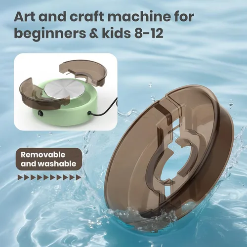 Miniatura 5 de Skirfy Mini Rueda de Alfarería para Principiantes Adultos con Pedal de Pie 9.5" Máquina de Cerámica para Niños Arte Manualidades Kits que Brillan