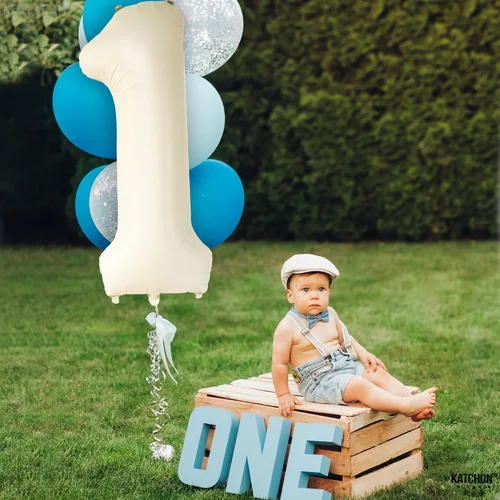 Miniatura 1187 de KatchOn, Globo grande azul número 2 de 40 pulgadas Decoraciones de cumpleaños de Baby Shark para niño de 2 años Globo azul número 2 Globo