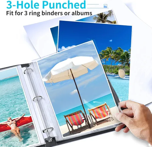 Miniatura 7 de Fabmaker Paquete de 30 fundas de fotos para carpeta de 3 anillos (8 x 10, para 60 fotos), protectores de páginas de archivo, páginas de repuesto