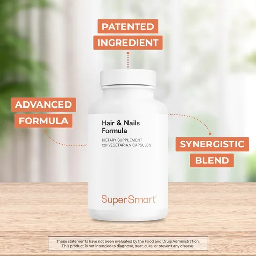 Miniatura 3 de Supersmart - Fórmula para cabello y uñas - Suplemento patentado de queratina solubilizada - con biotina, extracto de bambú, MSM, queratina HNS