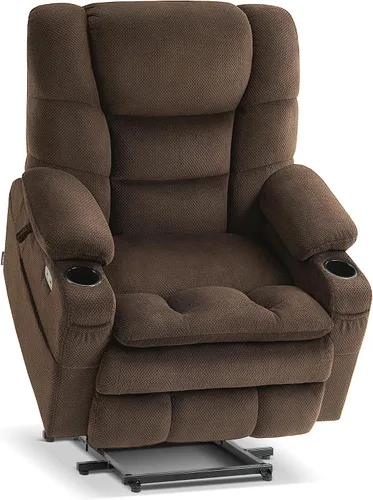 Miniatura 26 de MCombo Sillón Reclinable Grande con Triple Motor de Elevación Eléctrica con Masaje y Calefacción Doble, Reposacabezas Ajustable para Personas Café