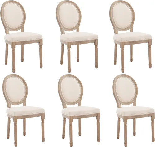 Miniatura 33 de chairus Juego de 2 Sillas de Comedor Estilo Granja Sillas de Comedor de Casa de Campo Francés Sillas Tapizadas de Tela Vintage con Respaldo Redondo