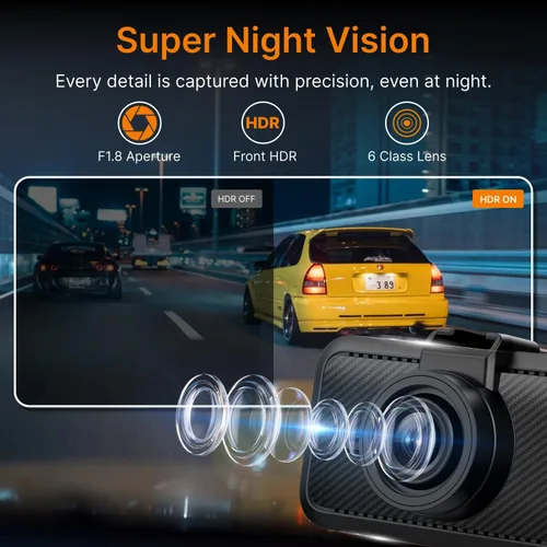 Miniatura 6 de Miofive Cámara de salpicadero delantera – Cámara de salpicadero 4K UHD para coches, Bluetooth incorporado, Wi-Fi de 5G, GPS, pantalla IPS de 3
