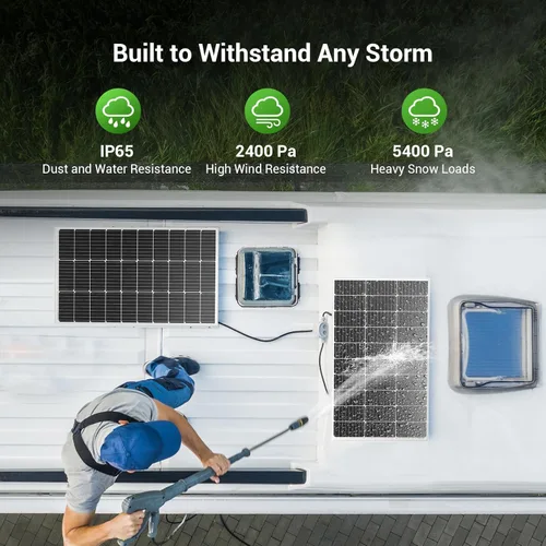 Miniatura 5 de HQST Panel solar monocristalino de 100 vatios y 12 V con conectores solares, módulo de alta eficiencia de energía fotovoltaica para carga