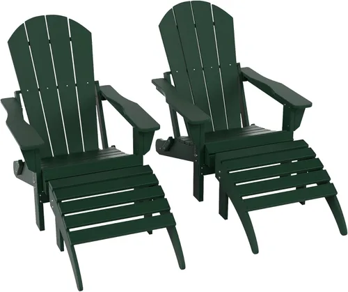 Miniatura 33 de WestinTrends Reposapiés otomano Adirondack para patio al aire libre, taburete de madera de polietileno para todo tipo de clima, ampliamente Azul