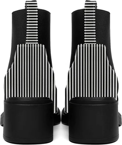 Miniatura 4 de AMBELIGHT Botas de tacón alto para mujer, estilo casual, con punta redonda, elástica, sólidas, gruesas, de 2.5 pulgadas